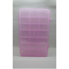 Caixa Organizadora com 21 Divisões Transparente e Rosa 