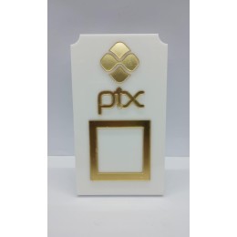 Placa acrílica para PIX Branco e Dourado 