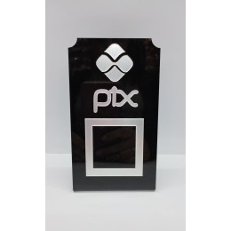 Placa acrílica para Pix Preta e Prata  