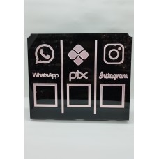 Placa acrílica para Whatsapp,PIX,Instagram Preta e Rosê