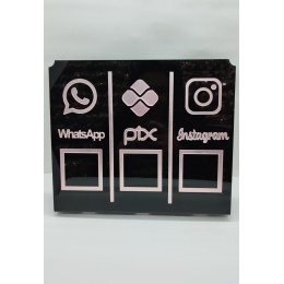 Placa acrílica para Whatsapp,PIX,Instagram Preta e Rosê