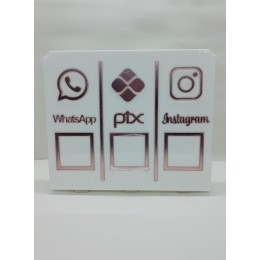 Placa acrílica para Whatsapp,PIX,Instagram Branca e Rosê